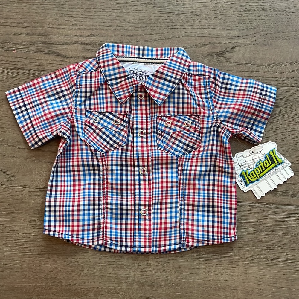 Kapital K baby plaid snapdown